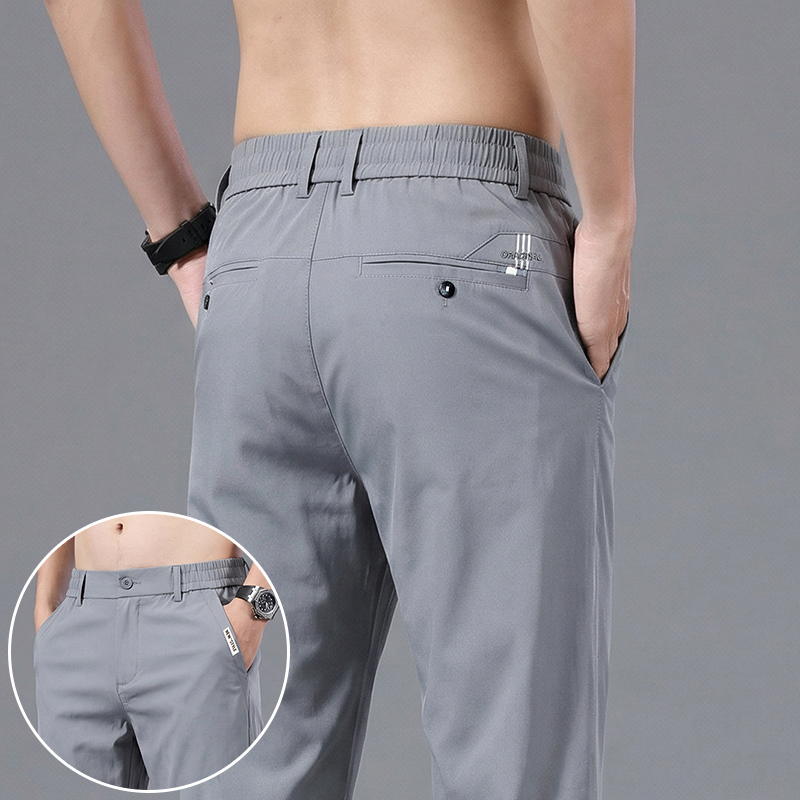 Formal Trouser Stretch - 남성용 아이스 실크 슬림 스트레이트 레그