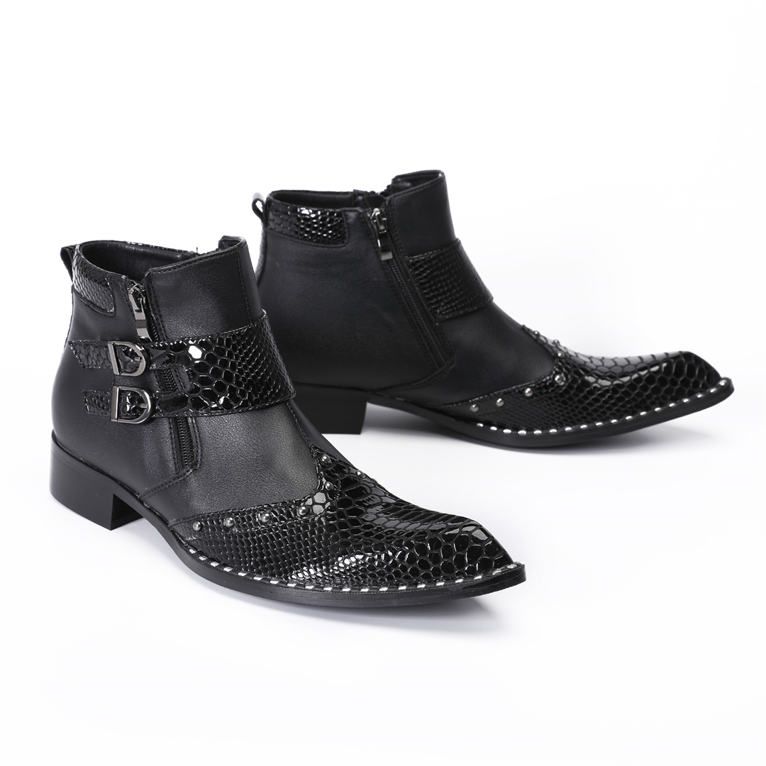 Mens Fashion Dress Shoes - 패션 리벳 포인티드 토 남성용 정품