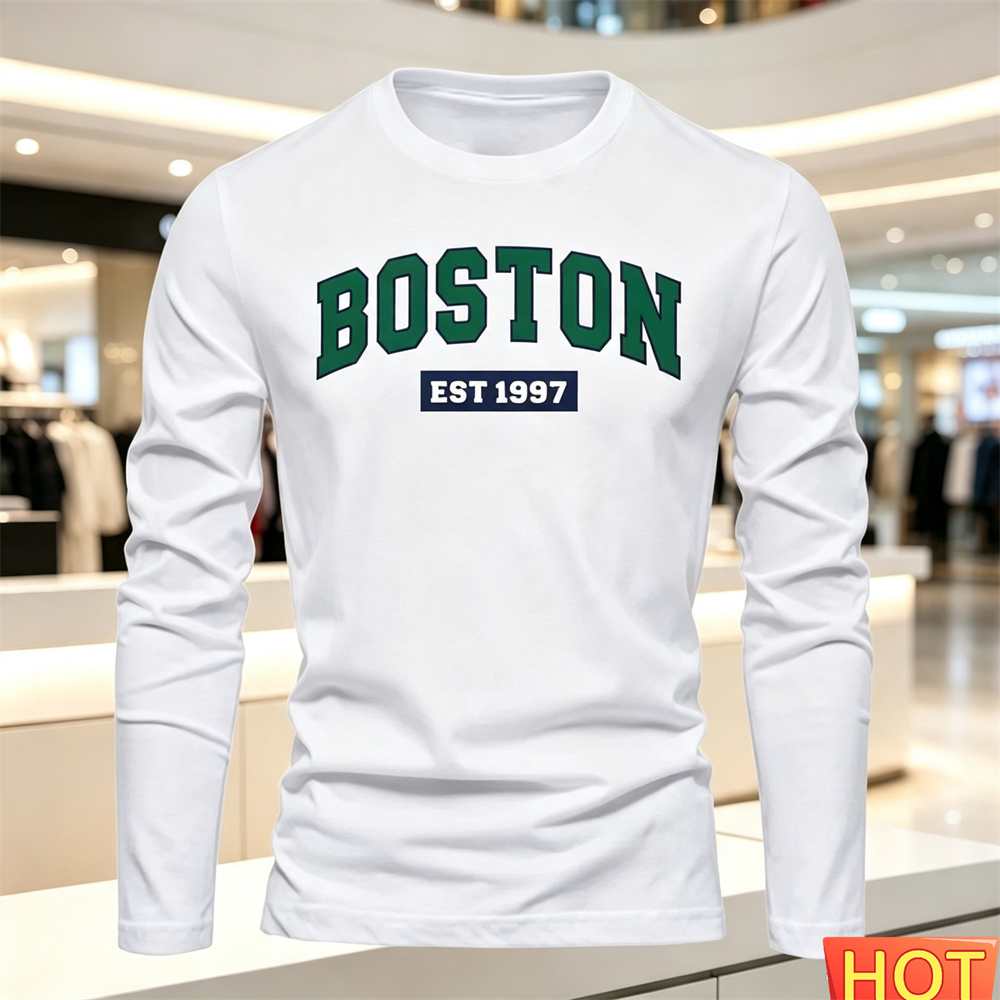 Men'S Fashion Clothing - 가을 여름 남성용 긴팔 티셔츠 문자