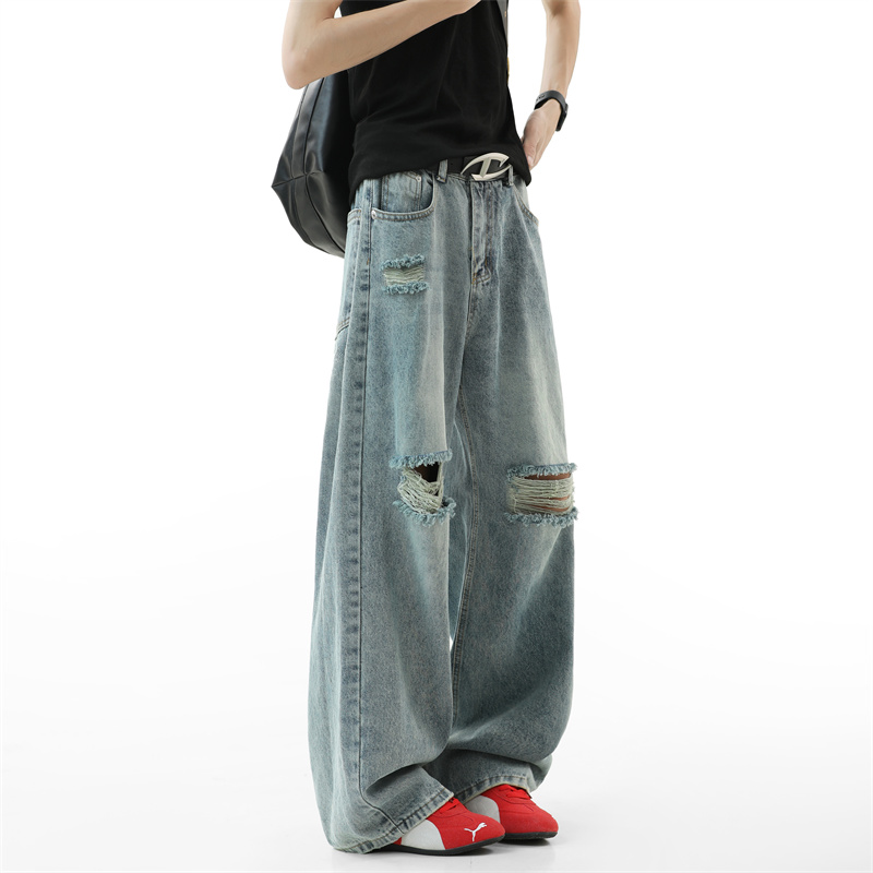 Men'S Fashion With Baggy Jeans - 찢어진 청바지 남성용 2025 가을 신상