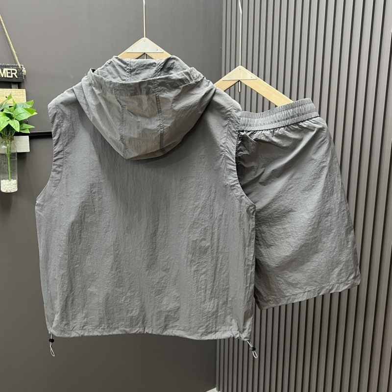2피스 캐주얼하고 세련된 후드 조끼 반바지 세트 남성  - Mens Fashion Vest 리뷰 및 가격