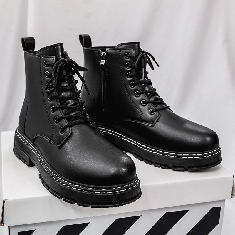 남성용 4계절 블랙 에나멜 가죽 오토바이 부츠 - 클래 - Fashion Men'S Boots 리뷰 및 가격