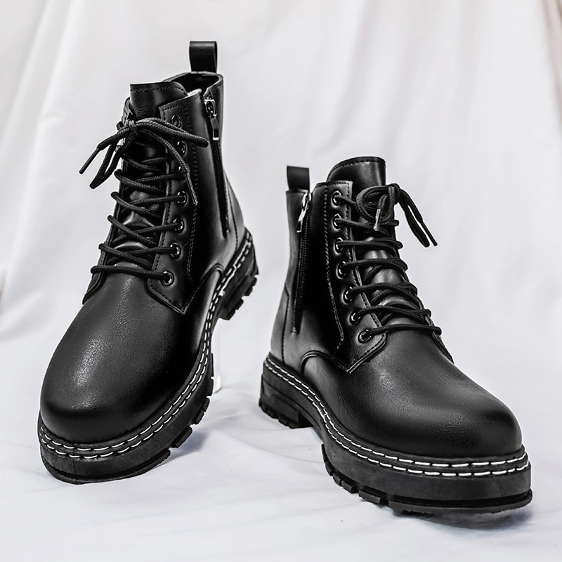 남성용 4계절 블랙 에나멜 가죽 오토바이 부츠 - 클래 - Fashion Men'S Boots 리뷰 및 가격
