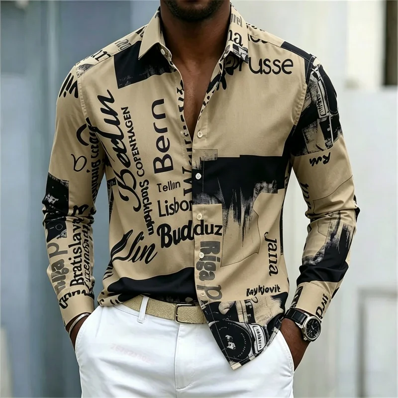 남성용 프린트 긴팔 셔츠, 슬림핏 칼라, 스트릿 스타일 - Mens Fashion Summer 리뷰 및 가격