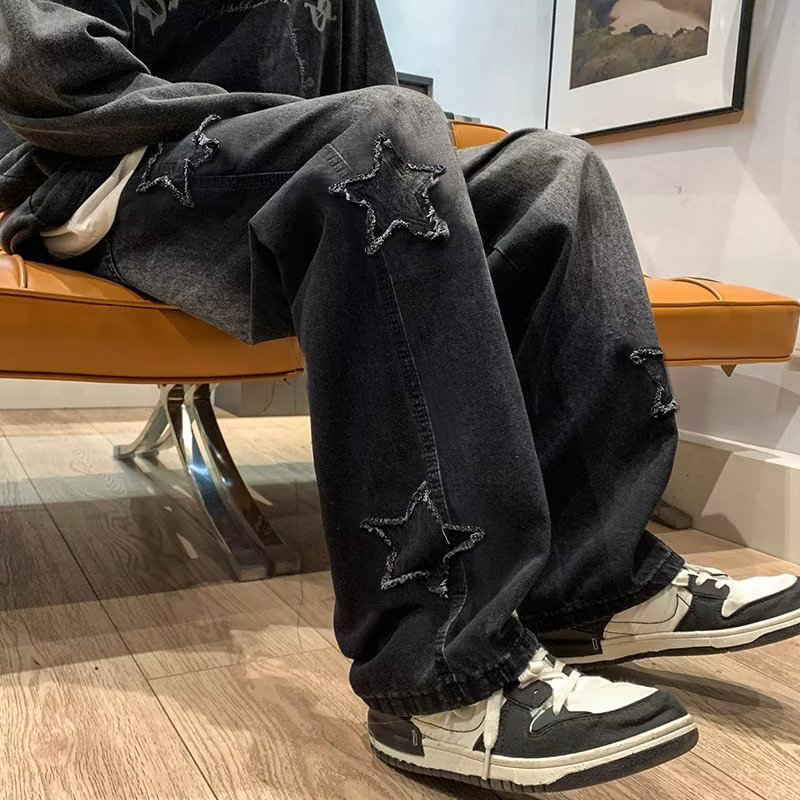 새로운 남성 스타 수 놓은 패션 헐렁한 청바지 Y2K  - Men'S Fashion With Baggy Jeans 리뷰 및 가격