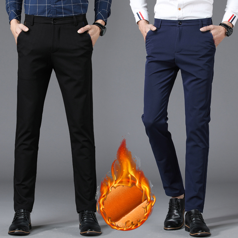 남성용 따뜻한 보온 캐주얼 비즈니스 세트 바지, 블루  - Formal Trouser Stretch 리뷰 및 가격