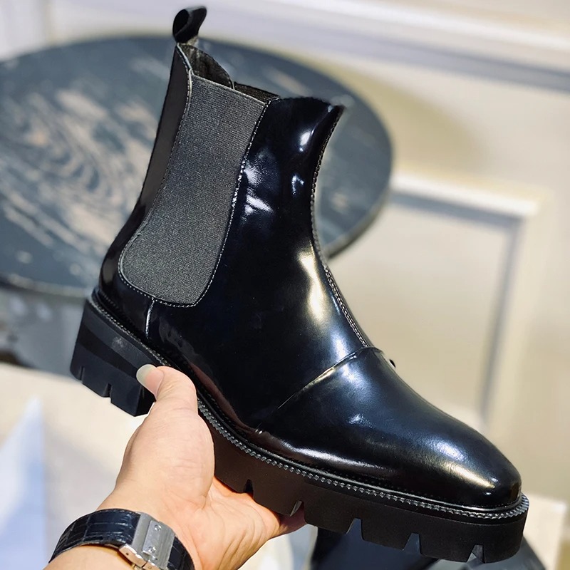 새로운 패션 블랙 첼시 부츠 남성용 스퀘어 토 두꺼운  - Mens Fashion Dress Shoes 리뷰 및 가격