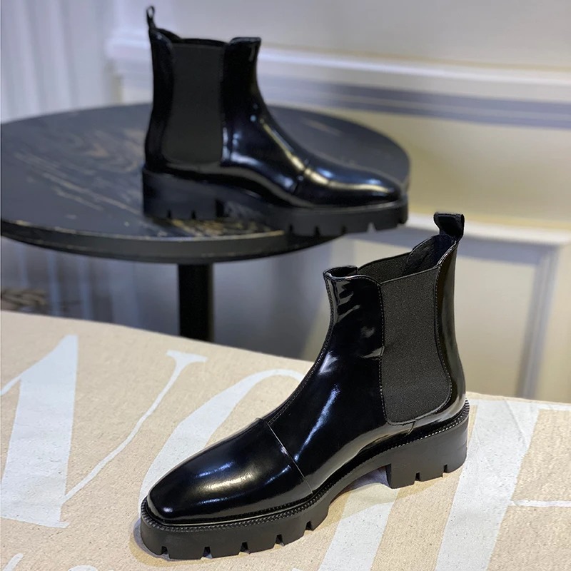새로운 패션 블랙 첼시 부츠 남성용 스퀘어 토 두꺼운  - Mens Fashion Dress Shoes 리뷰 및 가격