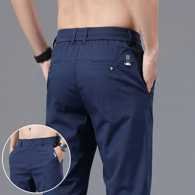남성용 아이스 실크 슬림 스트레이트 레그 캐주얼 팬츠  - Formal Trouser Stretch 리뷰 및 가격