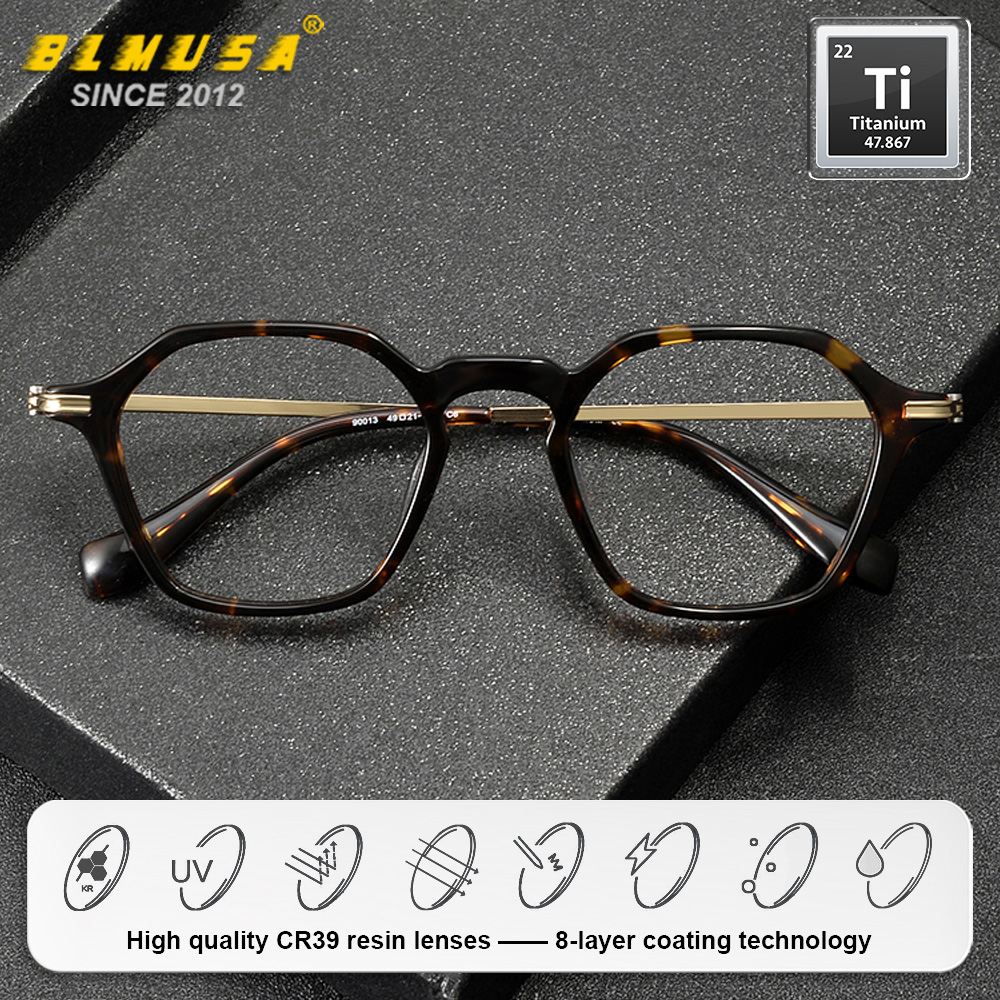 BLMUSA (S) 패션 남성 순수 티타늄 다각형 프레 - Mens Fashion Reading Glasses 리뷰 및 가격