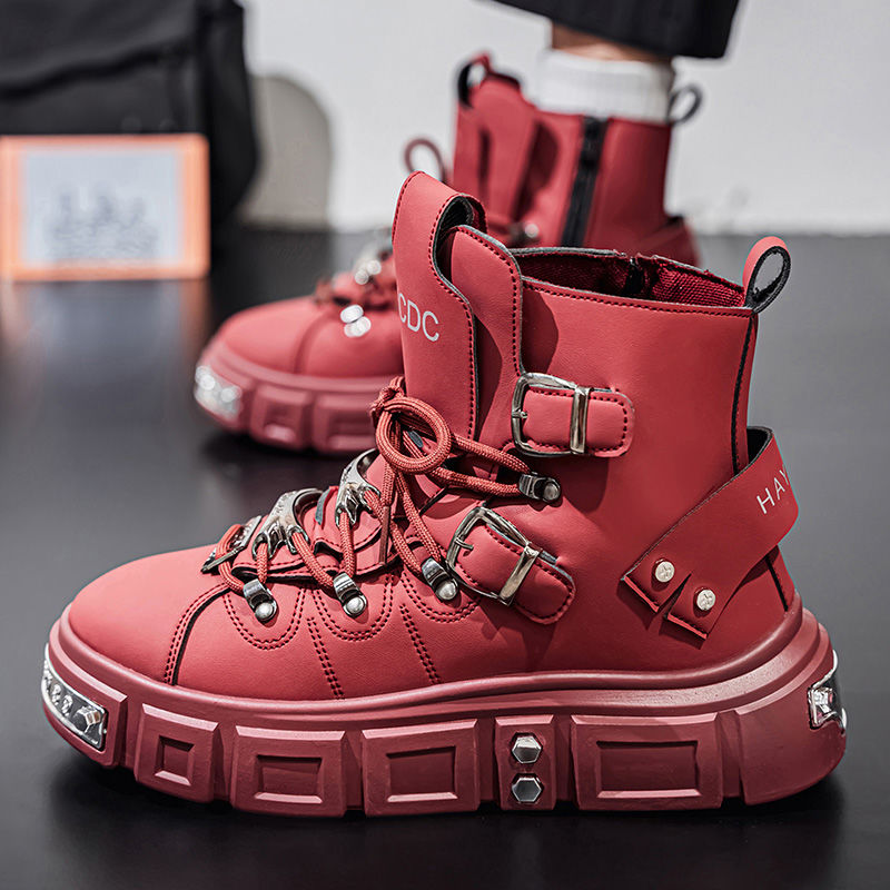 남성용 오리지널 브랜드 부츠 펑크 플랫폼 레드 트렌드  - Fashion Men'S Boots 리뷰 및 가격