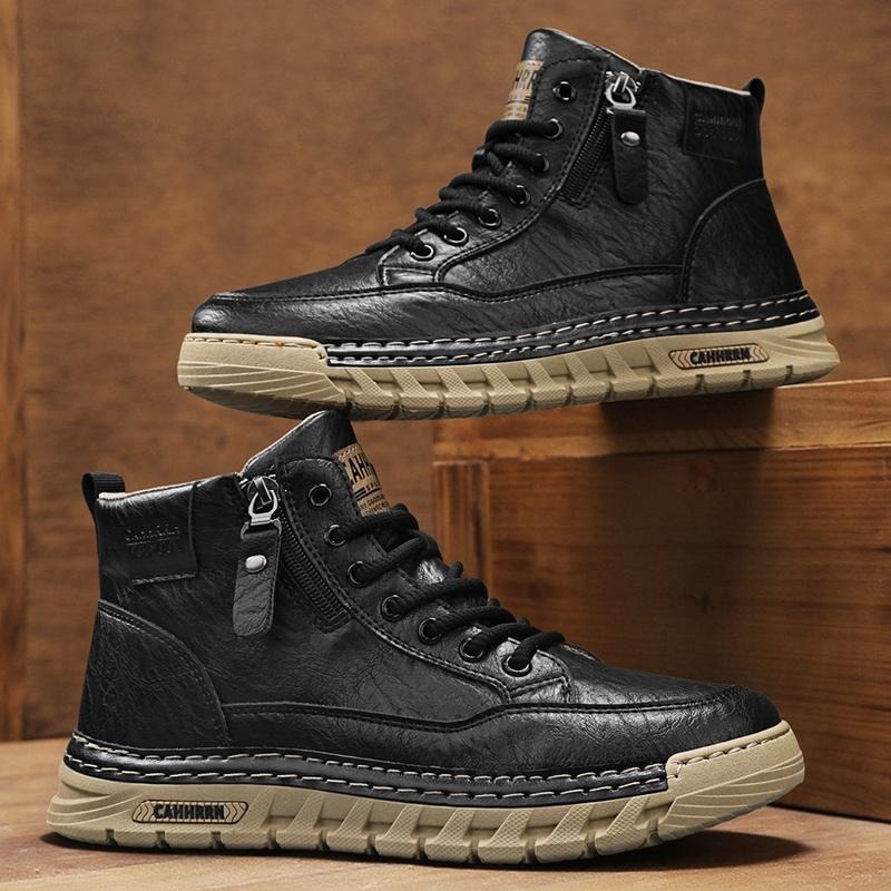 남성 가죽 하이탑 앵클 부츠 봄 겨울 남성용 오토바이  - Fashion Men'S Boots 리뷰 및 가격