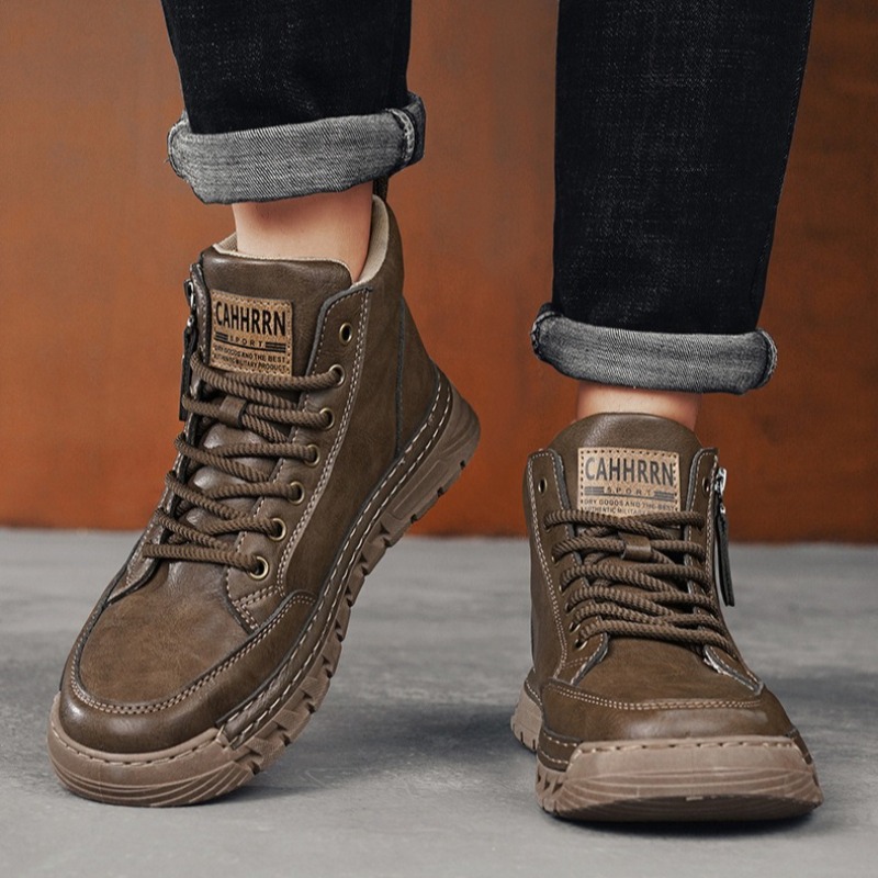 남성 가죽 하이탑 앵클 부츠 봄 겨울 남성용 오토바이  - Fashion Men'S Boots 리뷰 및 가격