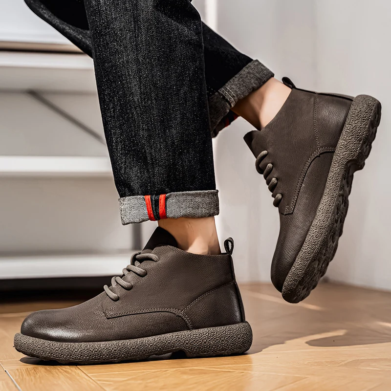 남성용 앵클 부츠 브라운 숏 부츠 럭셔리 신발 파일럿용 - Fashion Men'S Boots 리뷰 및 가격