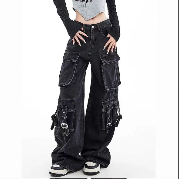 블랙 고딕 펑크 멀티 포켓 지퍼 데님 청바지 남녀공용  - Men'S Fashion With Baggy Jeans 리뷰 및 가격