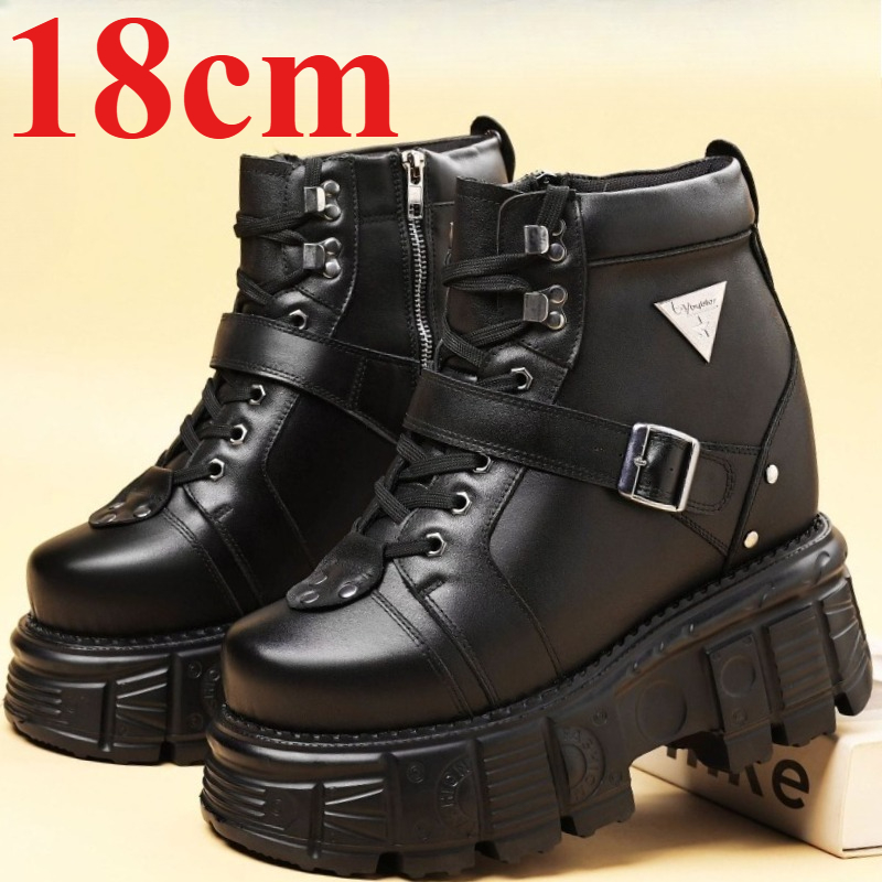 남성용 18cm 키높이 부츠, 정품 가죽 오토바이 부츠 - Fashion Men'S Boots 리뷰 및 가격