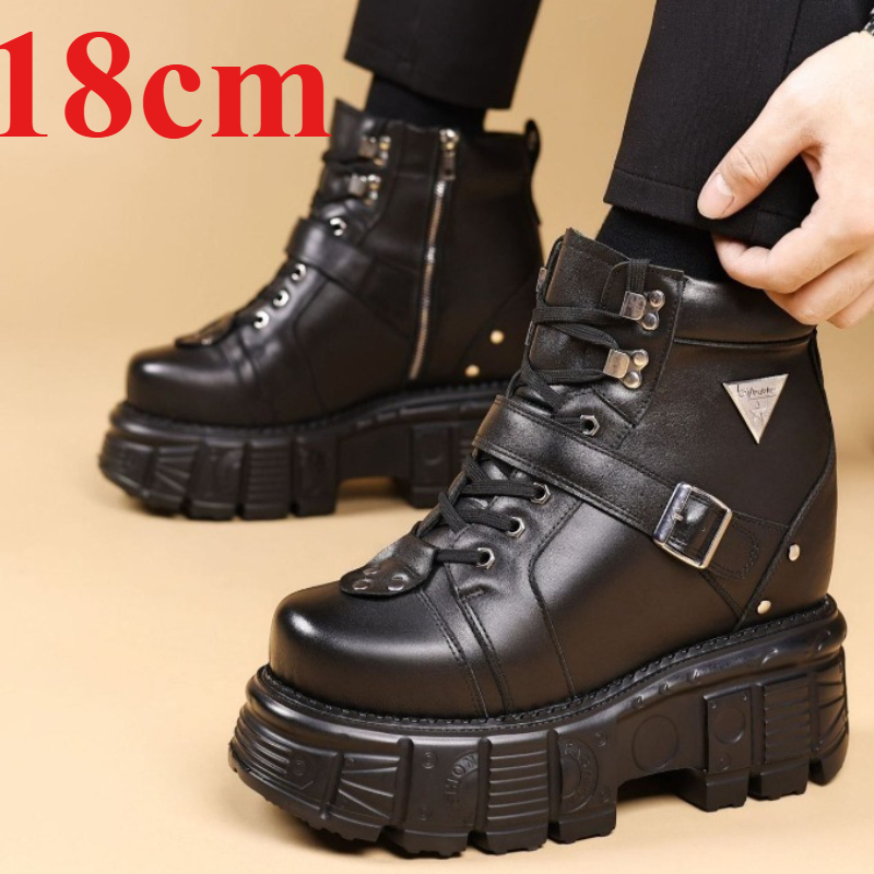 남성용 18cm 키높이 부츠, 정품 가죽 오토바이 부츠 - Fashion Men'S Boots 리뷰 및 가격