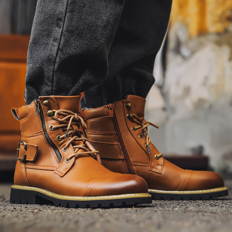 품질 남성 가죽 부츠 금속 더블 지퍼 오토바이 부츠 옥 - Fashion Men'S Boots 리뷰 및 가격