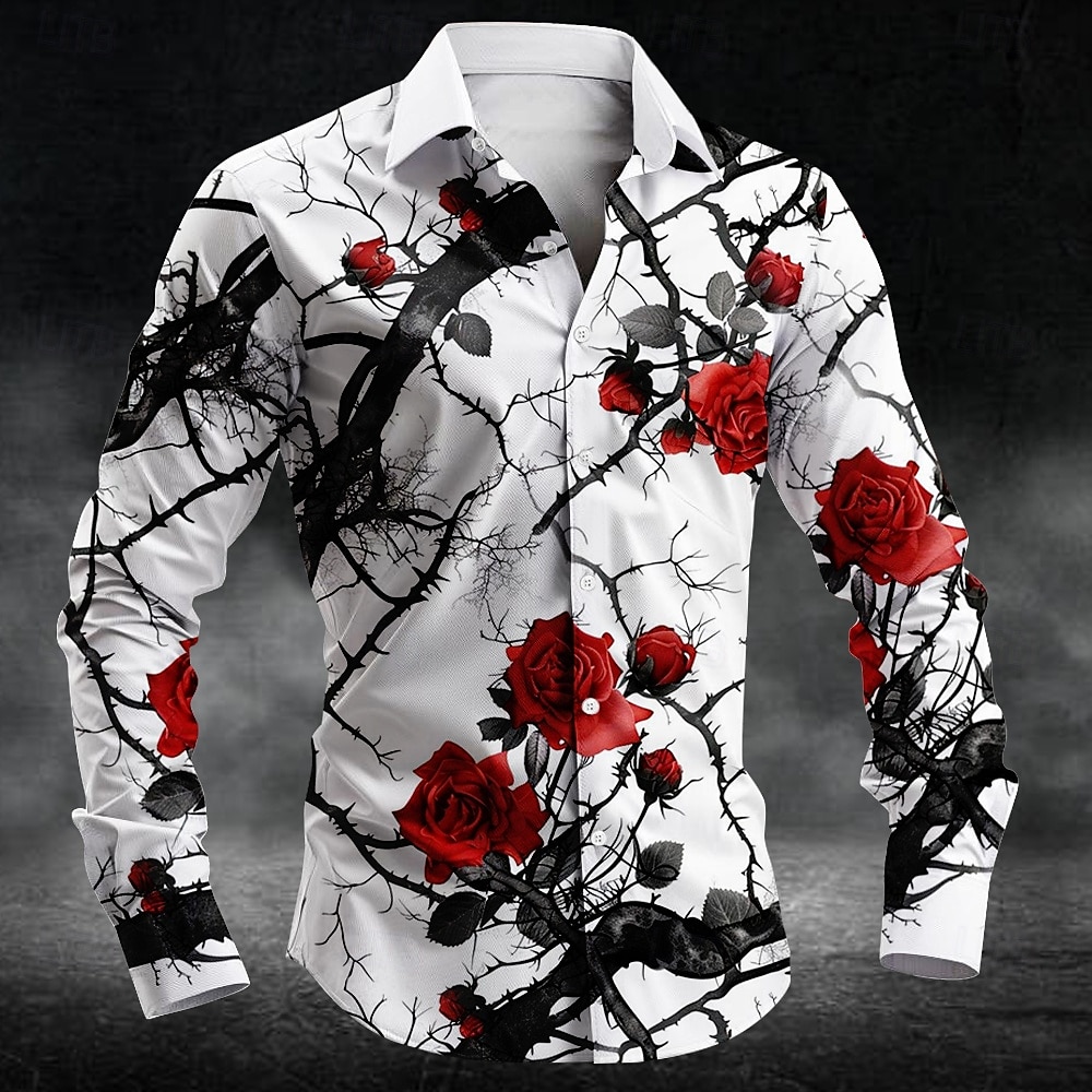 패션 매화 패턴 3d 인쇄 남성 긴 소매 셔츠 아트 셔 - Men'S Fashion Clothing 리뷰 및 가격